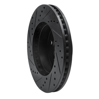 R1 02-07 Jeep Liberty Front Right Drilled & Slotted Black Brake Rotor