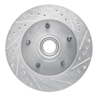 R1 73-93 Ford E-100 Econoline Front Right Drilled & Slotted Silver Brake Rotor