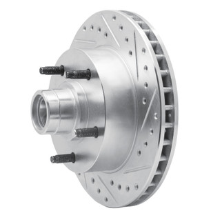 R1 73-93 Ford E-100 Econoline Front Right Drilled & Slotted Silver Brake Rotor