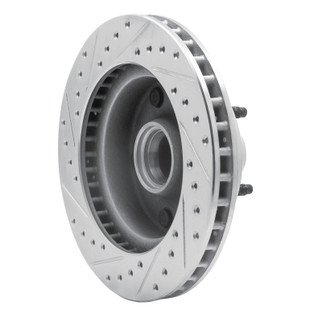 R1 73-93 Ford E-100 Econoline Front Right Drilled & Slotted Silver Brake Rotor