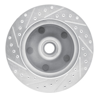 R1 73-93 Ford E-100 Econoline Front Right Drilled & Slotted Silver Brake Rotor