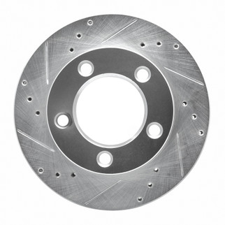 R1 76-93 Ford F-150 4WD Front Left Drilled & Slotted Silver Brake Rotor