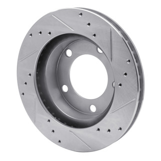 R1 76-93 Ford F-150 4WD Front Left Drilled & Slotted Silver Brake Rotor