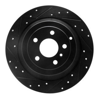 R1 06-12 Mercedes-Benz R320 Rear Left Drilled & Slotted Black Brake Rotor
