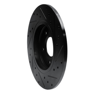 R1 05-05 Buick Terraza Rear Left Drilled & Slotted Black Brake Rotor
