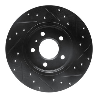 R1 05-05 Buick Terraza Rear Left Drilled & Slotted Black Brake Rotor