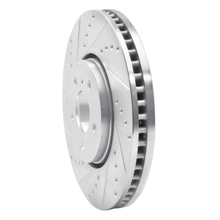 R1 05-14 Infiniti FX37 Front Left Drilled & Slotted Silver Brake Rotor
