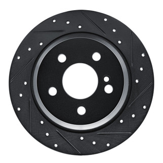 R1 03-06 Mercedes-Benz SL500 Rear Right Drilled & Slotted Black Brake Rotor