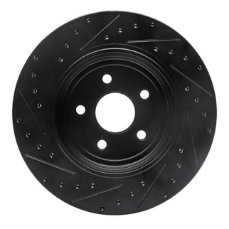 R1 06-10 Jeep Grand Cherokee Rear Right Drilled & Slotted Black Brake Rotor