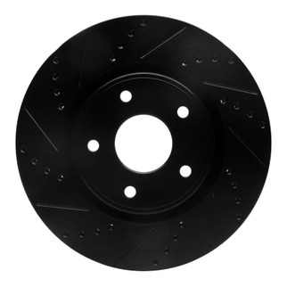 R1 12-25 Chrysler Town & Country Front Left Drilled & Slotted Black Brake Rotor