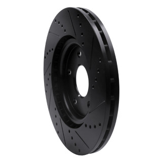 R1 12-25 Chrysler Town & Country Front Left Drilled & Slotted Black Brake Rotor