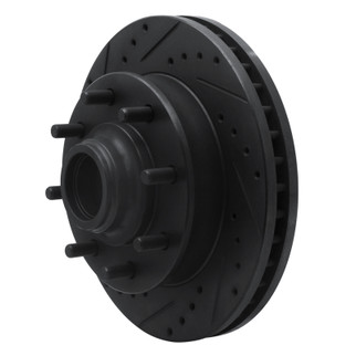 R1 01-02 Chevrolet Express 3500 Front Left Drilled & Slotted Black Brake Rotor