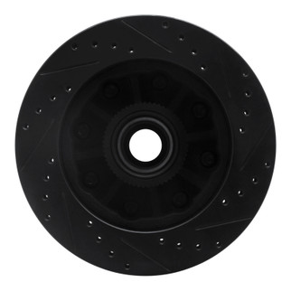 R1 01-02 Chevrolet Express 3500 Front Left Drilled & Slotted Black Brake Rotor