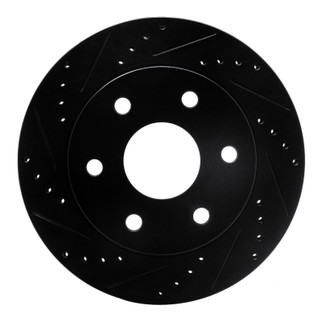 R1 99-08 Cadillac Escalade ESV Front Left Drilled & Slotted Black Brake Rotor