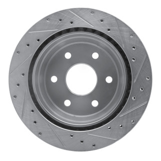 R1 00-14 Cadillac Escalade Rear Left Drilled & Slotted Silver Brake Rotor