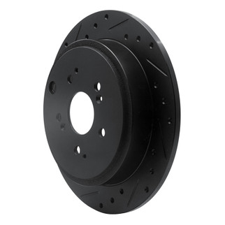 R1 01-08 Acura MDX Rear Left Drilled & Slotted Black Brake Rotor