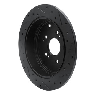 R1 01-08 Acura MDX Rear Left Drilled & Slotted Black Brake Rotor