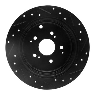 R1 01-08 Acura MDX Rear Left Drilled & Slotted Black Brake Rotor