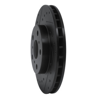 R1 88-93 Toyota Celica Front Left Drilled & Slotted Black Brake Rotor