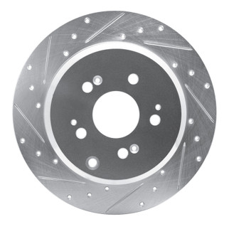 R1 07-17 Acura MDX Rear Left Drilled & Slotted Silver Brake Rotor