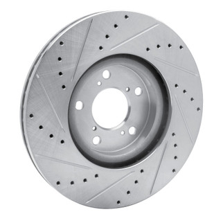 R1 07-20 Acura ZDX Front Right Drilled & Slotted Silver Brake Rotor