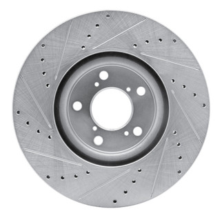 R1 07-20 Acura ZDX Front Right Drilled & Slotted Silver Brake Rotor
