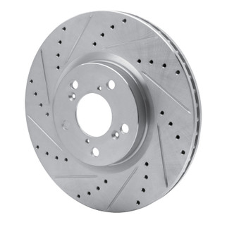 R1 07-20 Acura MDX Front Left Drilled & Slotted Silver Brake Rotor