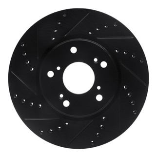R1 13-22 Honda Accord Coupe Front Left Drilled & Slotted Black Brake Rotor