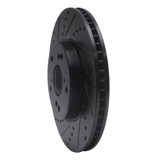 R1 13-22 Honda Accord Coupe Front Left Drilled & Slotted Black Brake Rotor