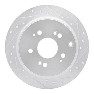 R1 05-10 Honda Odyssey Rear Right Drilled & Slotted Silver Brake Rotor