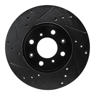 R1 15-20 Honda Fit (USA/Canada) Front Left Drilled & Slotted Black Brake Rotor