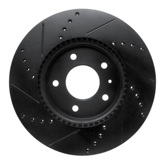 R1 07-15 Chevrolet Equinox Front Right Drilled & Slotted Black Brake Rotor