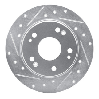R1 03-08 Acura TSX Rear Left Drilled & Slotted Silver Brake Rotor