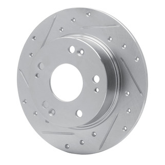 R1 03-08 Acura TSX Rear Left Drilled & Slotted Silver Brake Rotor