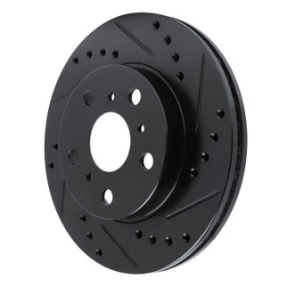 R1 83-86 Toyota Camry Front Right Drilled & Slotted Black Brake Rotor