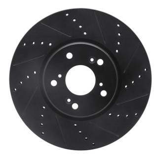R1 04-08 Acura TL Front Right Drilled & Slotted Black Brake Rotor