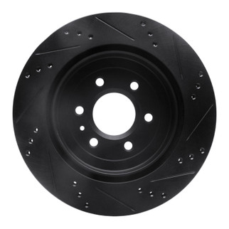 R1 04-09 Cadillac SRX Rear Left Drilled & Slotted Black Brake Rotor