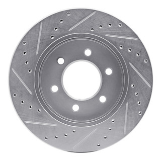 R1 04-08 Ford F-150 4WD Front Right Drilled & Slotted Silver Brake Rotor