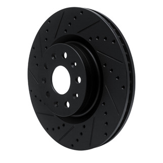 R1 14-25 Cadillac CTS Front Left Drilled & Slotted Black Brake Rotor