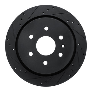 R1 13-19 Cadillac XTS Rear Left Drilled & Slotted Black Brake Rotor
