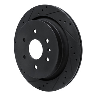 R1 13-19 Cadillac XTS Rear Left Drilled & Slotted Black Brake Rotor
