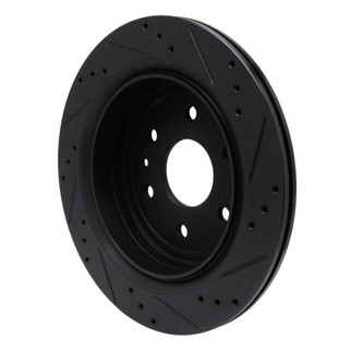 R1 13-19 Cadillac XTS Rear Left Drilled & Slotted Black Brake Rotor
