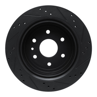R1 13-19 Cadillac XTS Rear Left Drilled & Slotted Black Brake Rotor