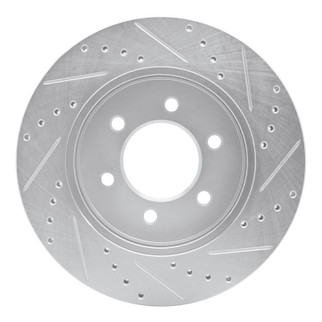 R1 04-08 Ford F-150 4WD Front Left Drilled & Slotted Silver Brake Rotor