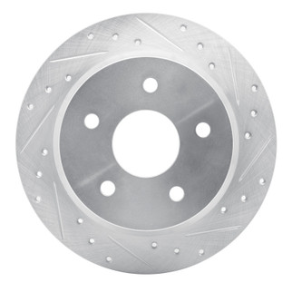 R1 99-04 Jeep Grand Cherokee Rear Right Drilled & Slotted Silver Brake Rotor