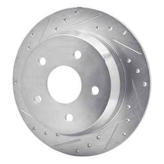 R1 99-04 Jeep Grand Cherokee Rear Left Drilled & Slotted Silver Brake Rotor