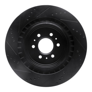 R1 04-11 Cadillac CTS Rear Right Drilled & Slotted Black Brake Rotor