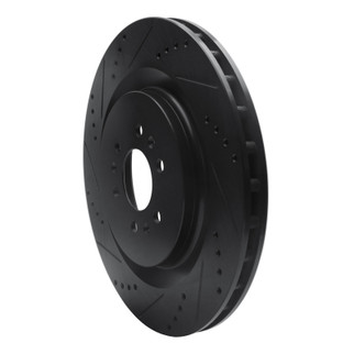 R1 04-11 Cadillac STS Rear Left Drilled & Slotted Black Brake Rotor