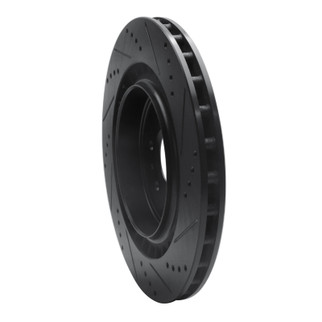 R1 04-11 Cadillac STS Rear Left Drilled & Slotted Black Brake Rotor