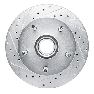 R1 94-99 Dodge Ram 1500 Pickup Front Left Drilled & Slotted Silver Brake Rotor